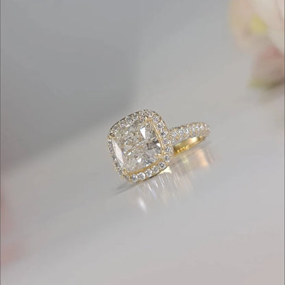 Lumen Calista 3.0ct Cushion Halo Diamond Ring