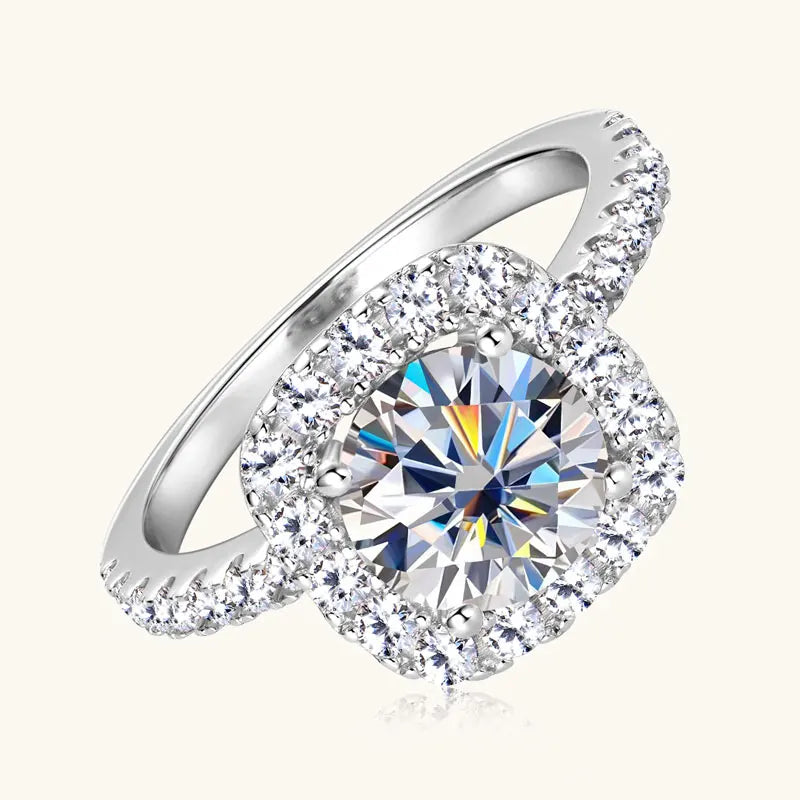 Lumen Solis 2.0ct Moissanite Halo Ring