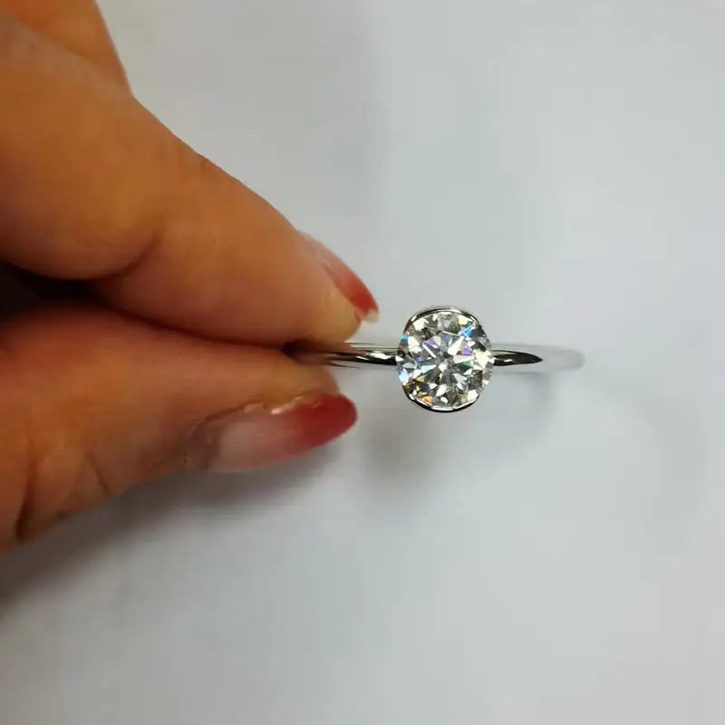 Lumen Astraea 1.0CT Half Bezel Moissanite Ring