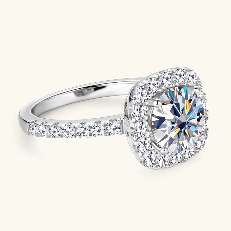 Lumen Solis 2.0ct Moissanite Halo Ring